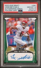 2023 LEAF DRAFT AUTOS GREEN #JM1 JOHN METCHIE III PSA 10 AUTO 10 picture