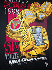 Vintage Player Chicago Bulls 1998 Six-Time NBA Champions Black Shirt 2XL picture