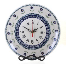 Blue Rose Polish Pottery Blue Daisy Clock picture