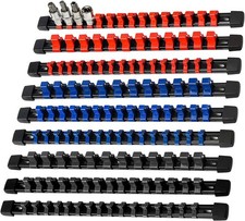 9 Pcs Socket Holder Organizer Mountable Sliding Rail Rack 129 slot 14 Inch ABS picture