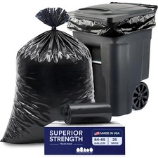 Plasticplace 64-65 Gallon Black Trash Bags, Heavy 1 Count (Pack of 25), picture