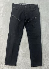 Versace V19-69 Abbigliamento Sportivo SRL Sz 34x32 Black Cargo Retro Denim Jeans picture