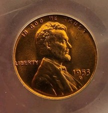 1953-D 1C RD Lincoln Cent. Graded MS67+, $4,600 NGC Value, $6,750 PCGS Value picture