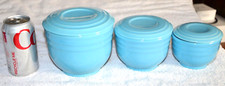Set 3 Vintage MCM  Turquoise PotteryCannisters - Made England picture