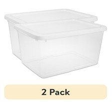 Sterilite 20 Quart Small Storage Bin Plastic Container with Snap On Lid 2pk picture