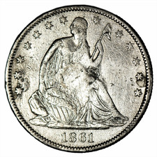 1861O Seated Liberty Half Dollar 50C Raw picture