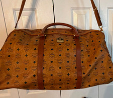 Vintage MCM Cognac Visetos large travel/weekender duffle, with the classic MCM picture