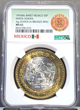 1993 MEXICO SILVER 50 PESOS HEROES OF THE BATTLE OF CHAPULTEPEC NGC MS 65 RARE picture