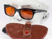 Rare Vintage Persol Ratti 6201 Black Sunglasses Amber Lenses With Torino Leather picture