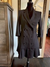 ZARA Black Double Breasted Lined Pleated Tuxedo Dress M 2352/230/800 picture