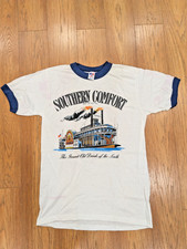 Vintage Deadstock Southern Comfort Steamboat Ringer T-Shirt D.G. Sportswear M US picture