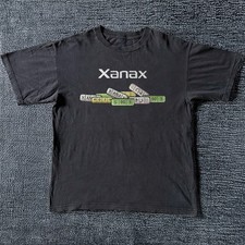 Funny Xanax Bars Black Vintage Style Unisex T-Shirt Size S-5XL picture