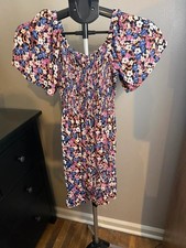 Angie Women’s Small Floral Smocked Flutter Sleeve Mini Dress picture