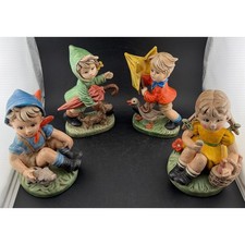 Vintage Style Ceramic Children Figurines-Set of 4 Hand Painted Mid Century Decor picture