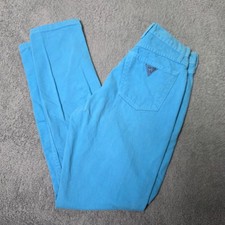 Guess Womens 27 Vintage High Rise Tapered Jeans Turquoise Blue Made in USA picture