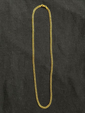 14k Solid Yellow 4mm Gold Cuban Link Chain Necklace 22 inch Lobster Clasp picture
