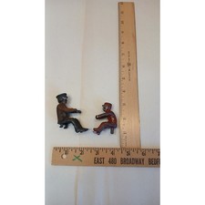 Antique Cast Iron Toy Figures early 1900s Seated Pair Fair picture