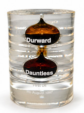 Rare 1997 North Sea First Oil Paperweight - Durward & Dauntless Double Oil Drop picture