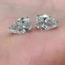 2Ct Pear Cut Lab Created Diamond Solitaire Stud Earrings 14k White Gold Plated picture