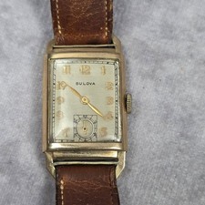 Vintage Bulova 1940s His Excellency Tank Watch 10K Gold Filled Case picture