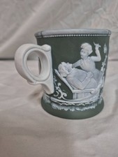 Vintage Schafer Vater Jasperware shaving mug with barber scenes *RARE FIND* picture