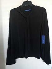 Apt 9 Top Womens XL Black V-neck Tunic Long Sleeve Stretch NEW picture