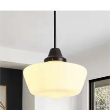 aiwen 11.81in 1-Light Industrial Schoolhouse Pendant, Black, Adjustable Height picture