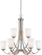 MINKA LAVERY 4969-84 OVERLAND PARK 9 LIGHT 2 TIER CHANDELIER BRUSHED NICKEL picture