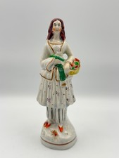 Antique Victorian Staffordshire Lady Fruit Seller Figurine 8