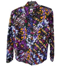 Vintage Roughrider Circle T Southwestern Print Western Button Up Shirt Small picture