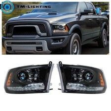 For 2009-2013 2014 2015 2016 2017 2018 Dodge Ram 1500-3500 Black Headlight w/DRL picture