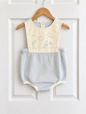 Absorba Vintage Baby 9M Sailboat Seersucker Bubble Romper USA Made picture