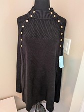 Blue Sol Sz. S Black Sweater Poncho Mock Neck New w/Tags picture