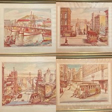 Lot of 4 Ernst Handel Signed Lithographs San Francisco California 11.75 x 14.75 picture
