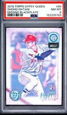Topps 2018 Gypsy Queen Shohei Ohtani #89 Missing Black Plate RC PSA 8 picture