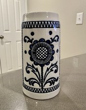 Vintage Ceramarte Brazil Blue Delft Floral Beer Stein Mug Americano 6.5” picture
