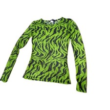 Daisy Street Green/Black Zebra Print Sheer Mesh Long Sleeve Top One Size picture