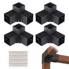 VEVOR 4''x4'' Pergola Bracket Kit inner 3.6x3.6 3-Way Woodworks DIY Post 4 pcs picture