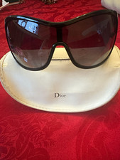 Dior Women’s Oversized Shield Sunglasses Black Frame Gray Gradient Floral Arms picture