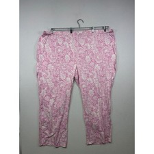 Cottagecore Boho Isaac Mizrahi Live Women 4X Pink Floral Paisley Pull On Pants picture