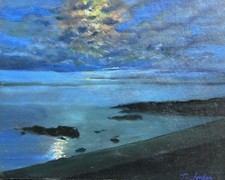 Moon Over Lake Superior - Original Oil Painting picture