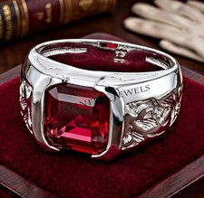 Natural Ruby Ring Men's 925 Sterling Silver Ring Handmade Engagement Man's Ring picture