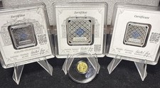 1/200 Gold Round 10g Geiger Silver & Two 5g Geiger Silver Bars  picture