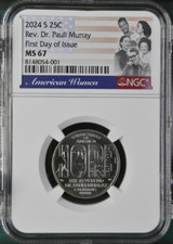 2024 S 25¢ Rev. Dr. Pauli Murray NGC MS 67 First Day of Issue picture