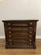Antique 1800's Refinished Clark’s Oak Advertising Spool Cabinet with 6 Drawers picture