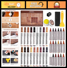 40-Pc Wood Repair Kit - Touch Up Markers, Crayons & Wax for Scratches, Dents & S picture