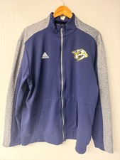 Adidas Nashville Predators Climawarm Full Zip Jacket Large Navy Gray NHL picture