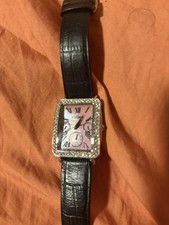 Rare Vintage Elgin Pink Abalone Dial Gem Bezel Dress Watch picture