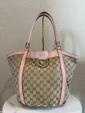 Gucci Monogram Tote Bag Pink Leather Trim picture