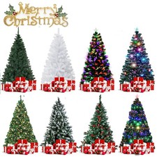 4/5/6/7FT Unlit/Pre Lit Artificial Christmas Tree with Lights Xmas Holiday Home picture